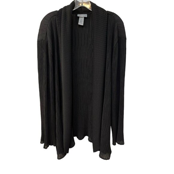 Catherine’s Black Ribbed Open Front Waterfall Knit Basic Cardigan Plus Size 4X - Picture 1 of 6